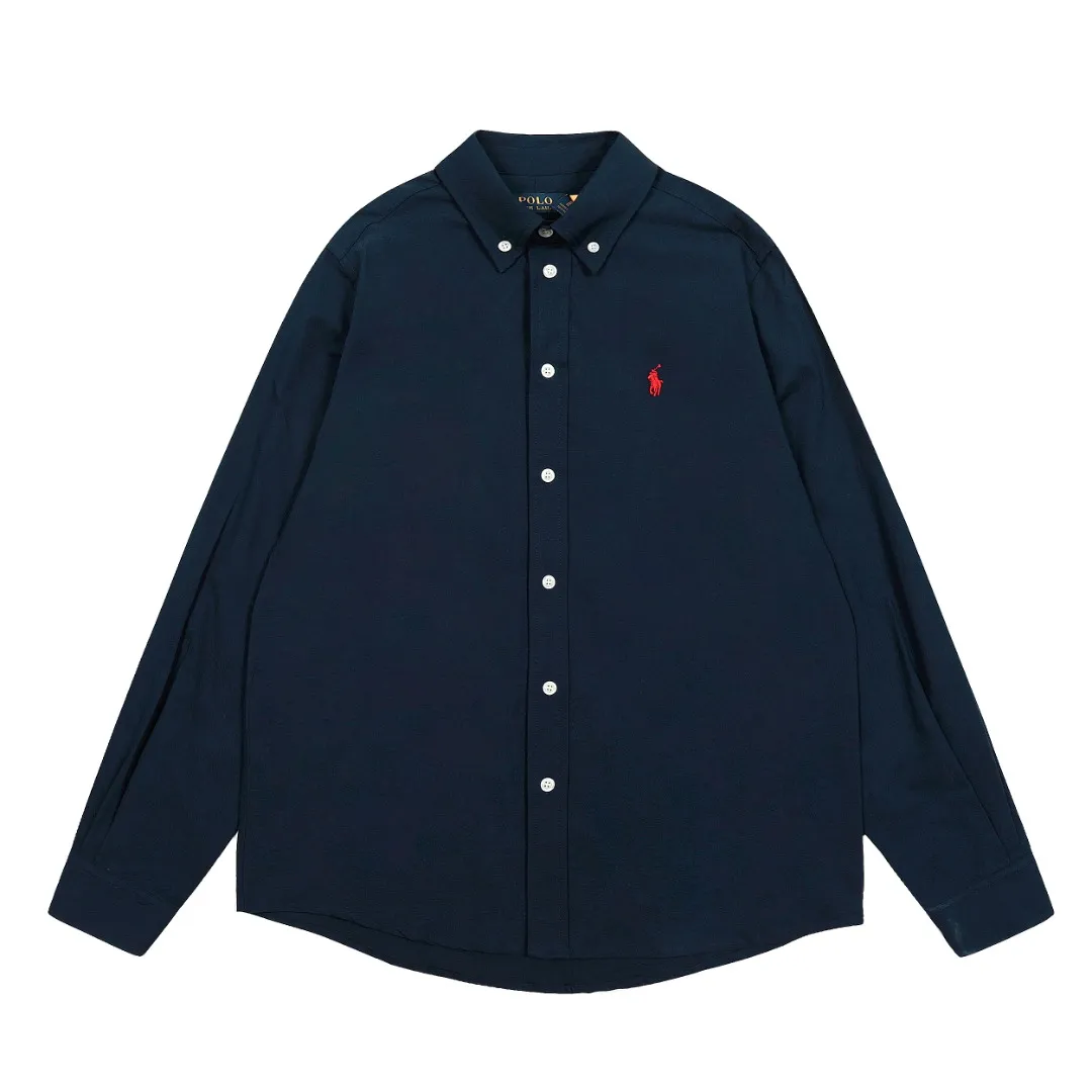 P250 Top quality" Style number: 8086# [Ralph Lauren classic basic evergreen versatile shirt long sleeves for all seasons] ✅Ralph Lauren classic Oxford spun old money style unisex couple shirt long sleeves ✅Top ceiling quality ZP original development. You can compare the real thing with the market version at will. ✅Using the original custom-woven and dyed pure cotton Oxford spinning, strong three-dimensional effect, breathable and anti-wrinkle material, comfortable upper body. ✅Washing treatment, tight and soft texture, full and exquisite embroidery. Excellent sense of quality ✅Simple and versatile, perfect for lazy people to wear. This is the charm of shirts. Basic and classic. ✅The upper body looks much better than the real thing. It can be worn alone or worn in all seasons. It is highly recommended for couples. Size: S-XL. Color: Navy blue, white, pink, light blue, khaki, charcoal gray.